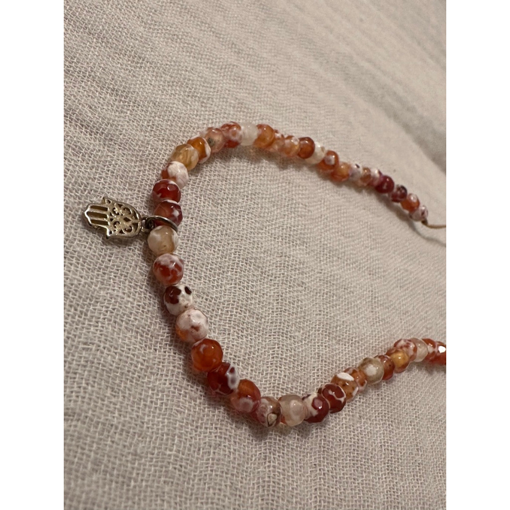 Orange White Rust Beaded Bracelet One Size - Picture 3 of 4